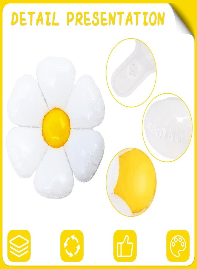 Qumenan 21Pcs Daisy Balloons White Flower Daisy Foil Mylar Balloons Daisy Party Decorations for Birthday Wedding Baby Shower Party Supplies(Huge Balloon X 3, Medium X 6, Small X 12） - Image 3